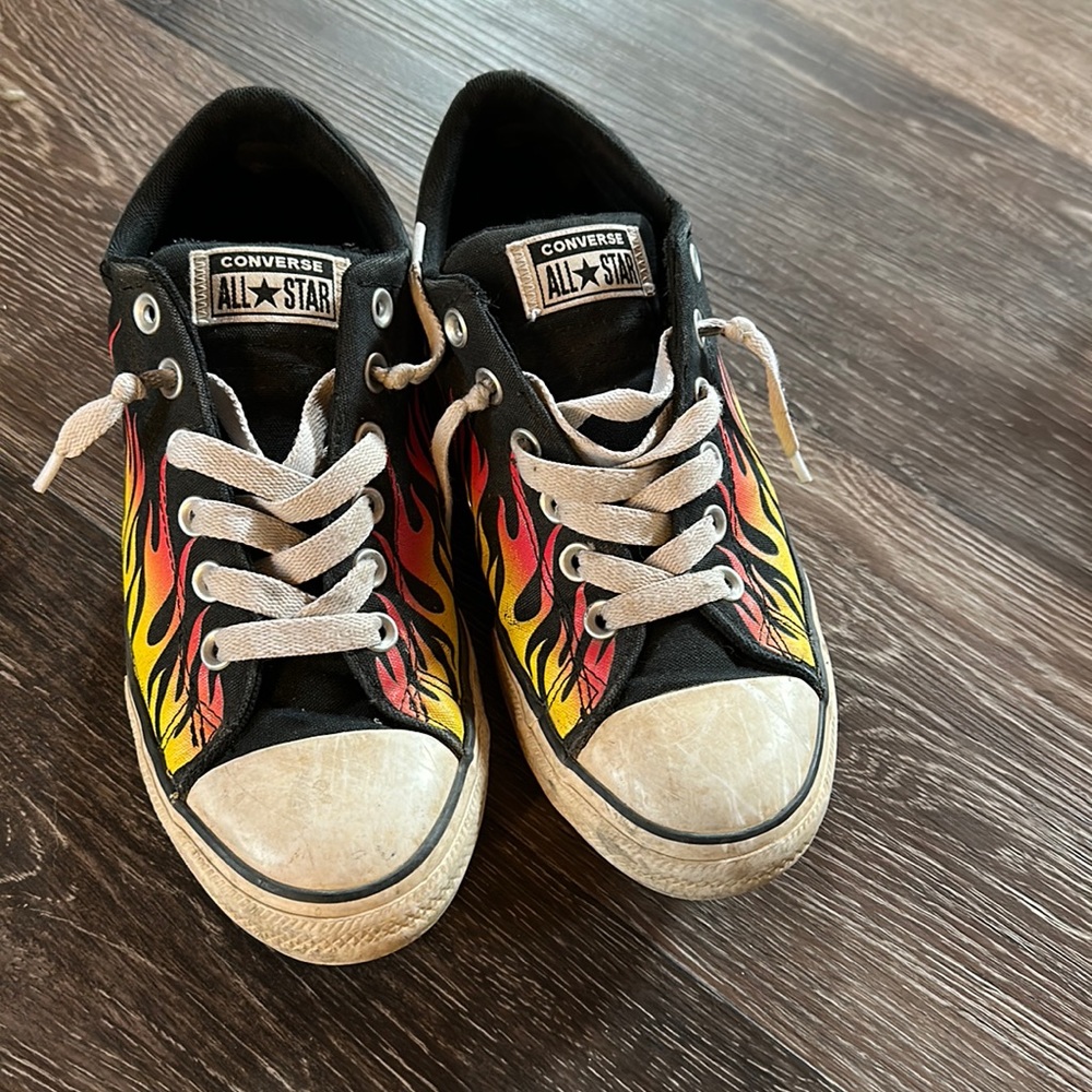 Fire converse shoes